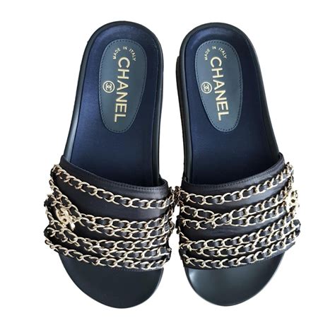 chanel pearl slides black|sandals in Chanel.